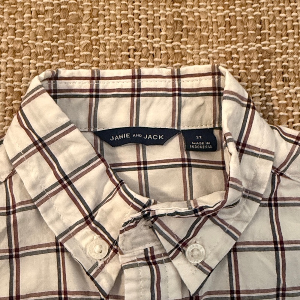 Janie and Jack Plaid Button Down Shirt 2T - Picture 3 of 6